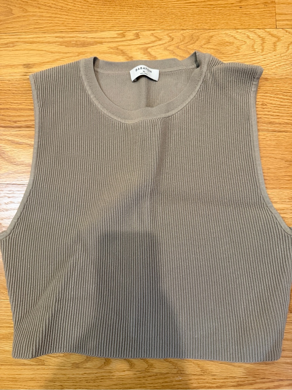 Babaton Ribbed Sleeveless Knit Shell - Taupe Neutral